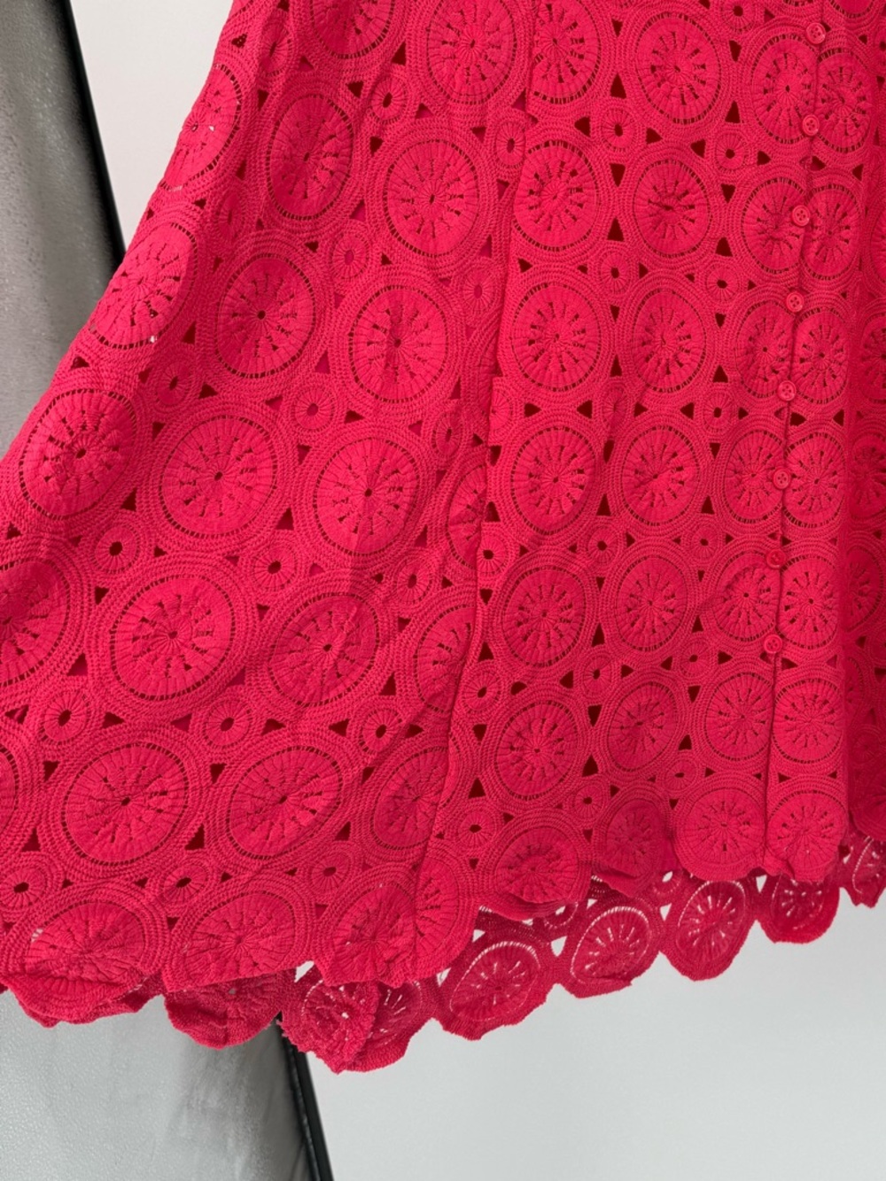 Skies are Blue Raspberry Sorbet Ruffle Sleeve Button Front Knee Length Dress NEW - Picture 7 of 15